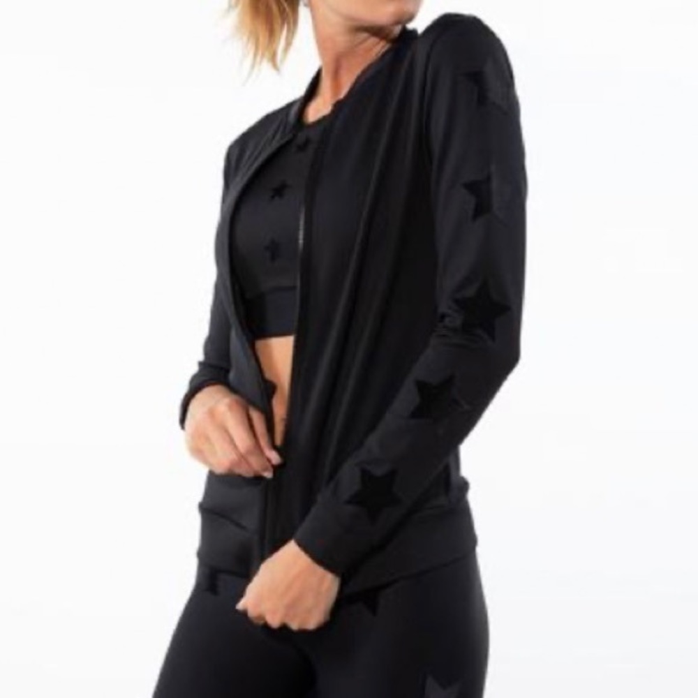 NWOT Ultracor Knockout Black Velvet Star Bomber Jacket